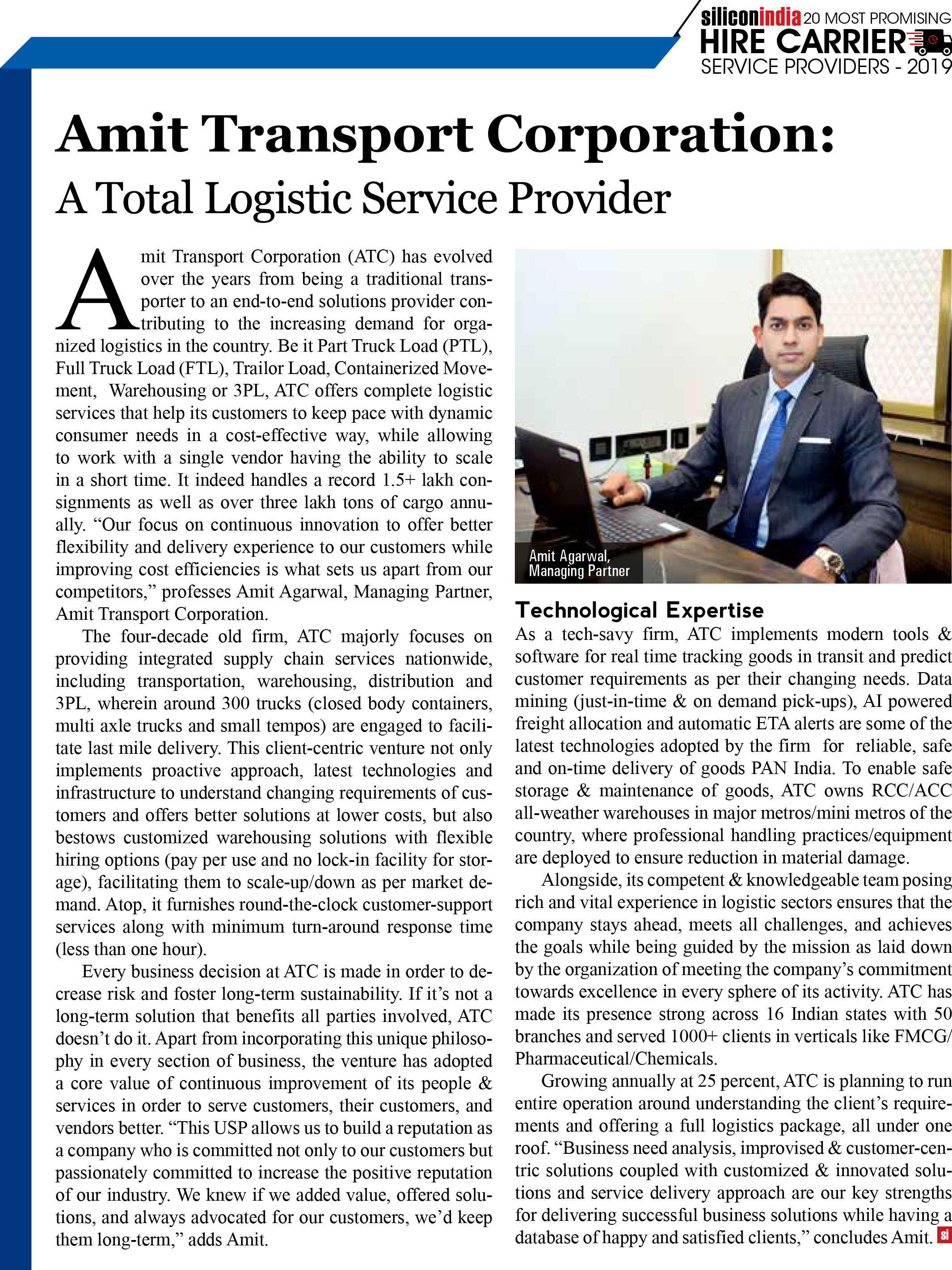 Amit Transport Corporation:
A Total Logistic Service Provider