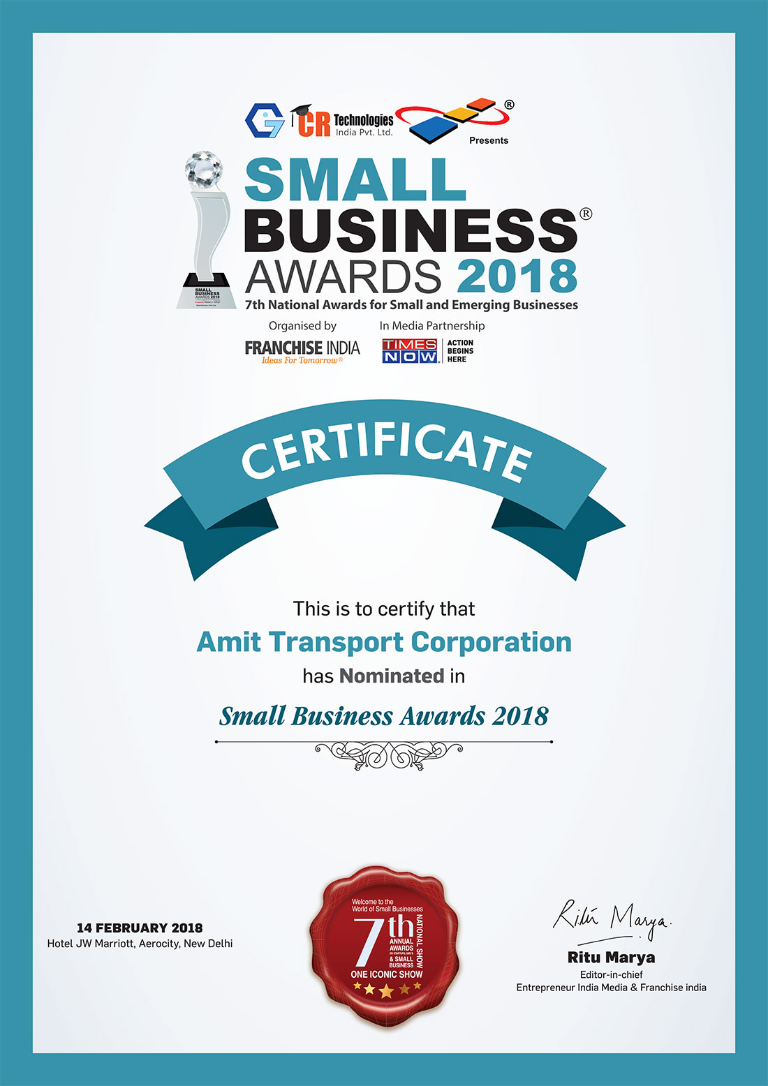 Amit Transport Corporation Testimonials